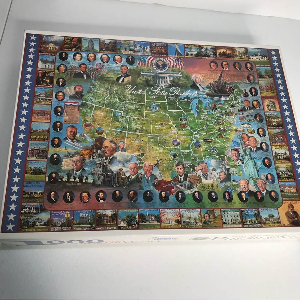 NEW White Mountain Puzzle 1000 PC US Presidents Historical Facts Jigsaw 1999 USA - Picture 1 of 10